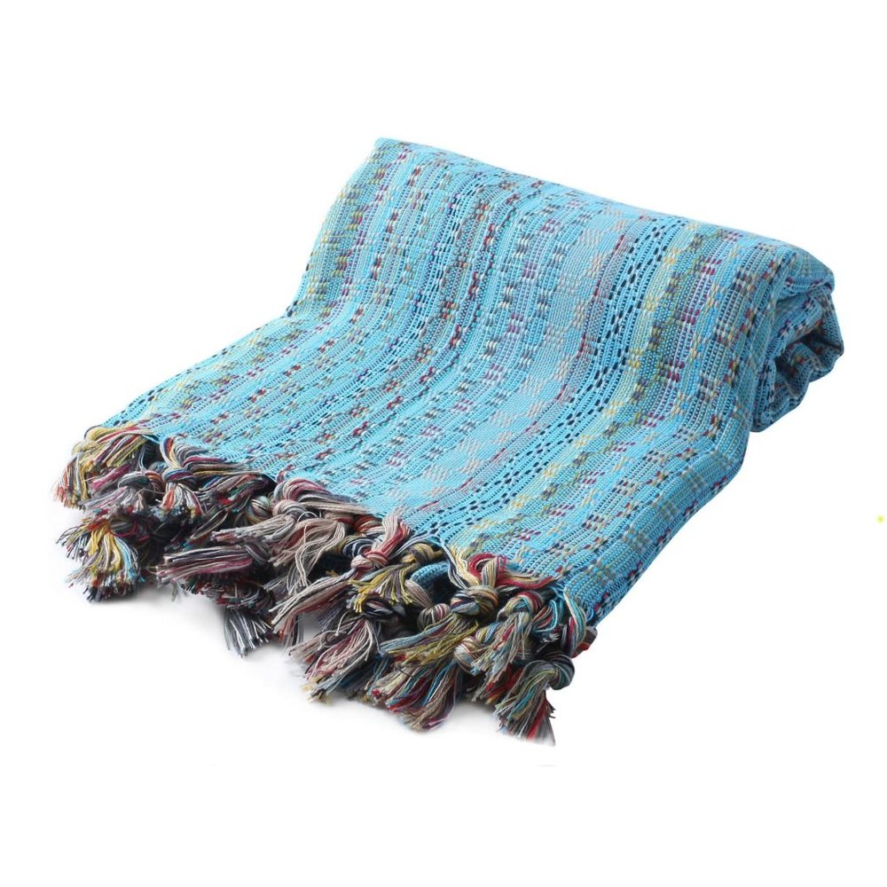 Sand Free Bohemian Turquoise 100% Turkish Cotton Beach Bath Towel - Picture 8 of 8